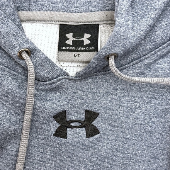 Under Armour Men's Hustle Fleece Hoodie Medium Blue Gray Pullover‎ Sweatshirt - Picture 10 of 13